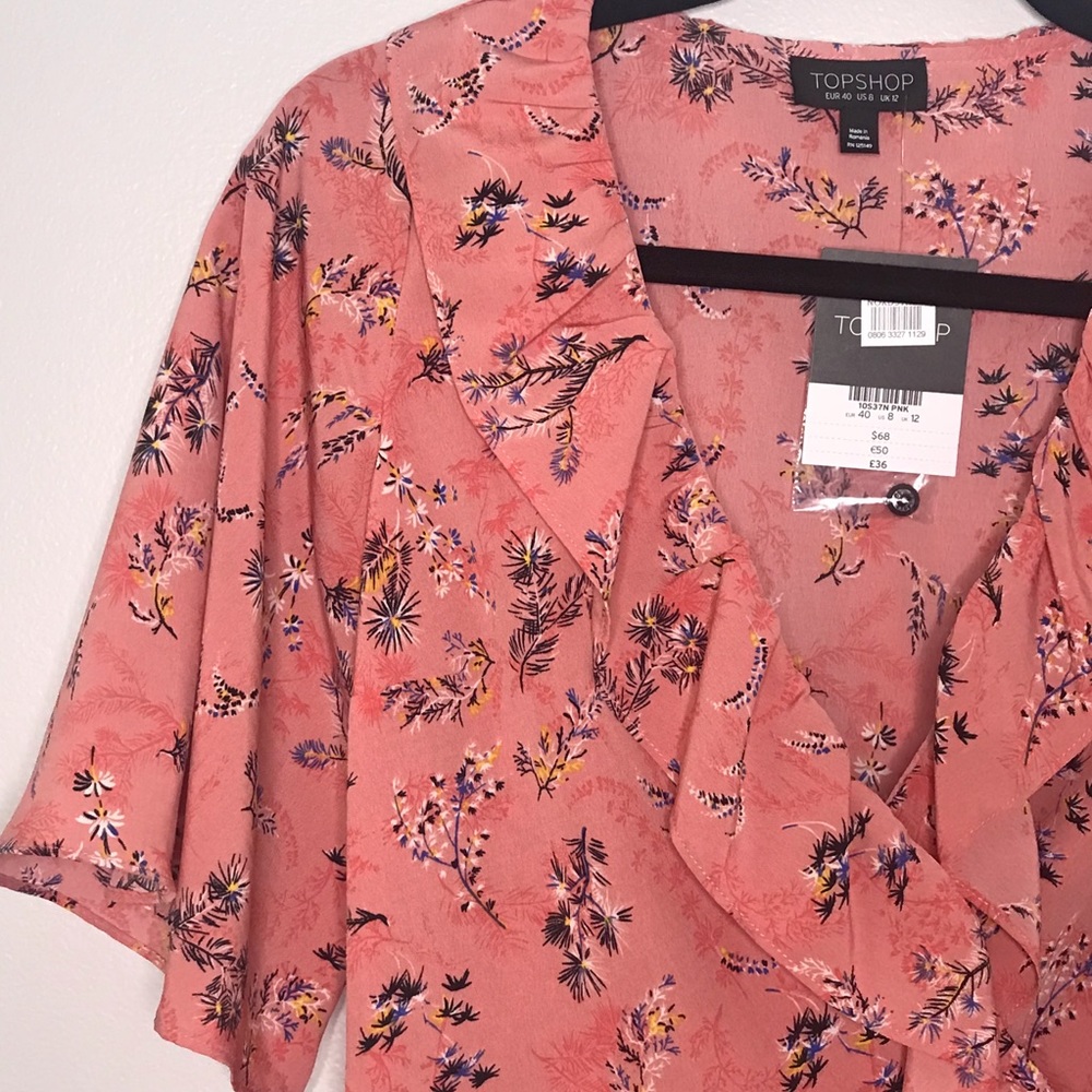 [SOLD] Topshop Off Duty Ruffle Wrap Dress - Picture 3 of 5